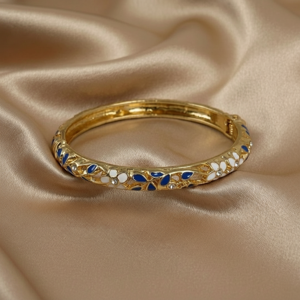 Blauwe gouden bangle armband